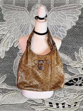 Vintage Y2K Grunge Faux Snake Skin Shoulder Purse with Locket